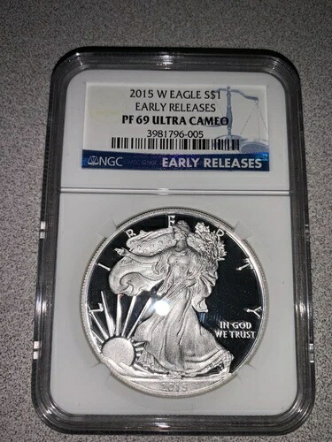 2015-W プルーフ $1 アメリカン シルバー イーグル NGC PF-69 UC ER アーリーリリース ブルーラベル