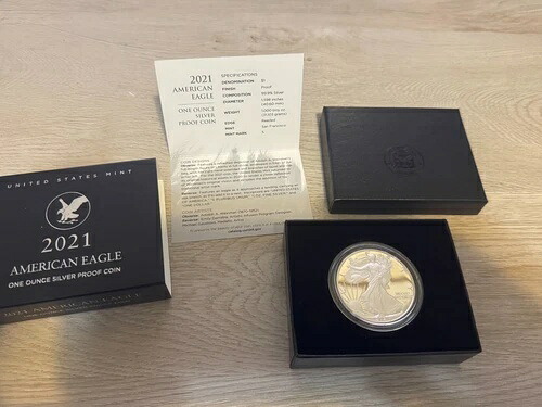 2021 - S アメリカンイーグル タイプ2 プルーフ、箱、COA、外箱付き、新品同様