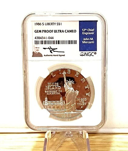 1986-S ? ジェムプルーフウルトラカメオ自由の女神像スラブドル NGC ? サイン入り 58,080円