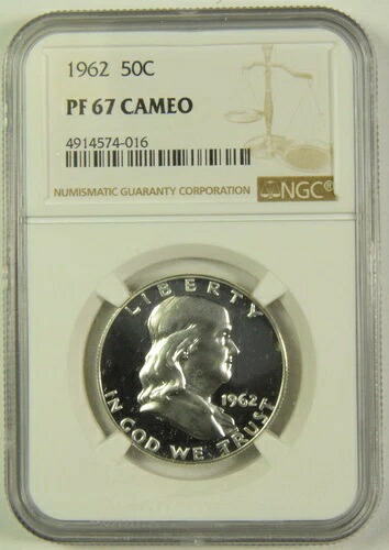 1962年 フランクリン ハーフ NGC PF-67 カメオ #74-016