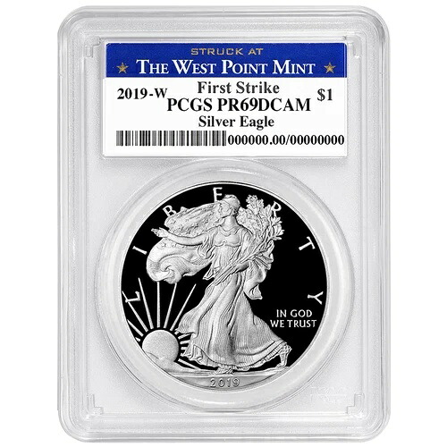 2019-W $1 1オンス プルーフ アメリカン シルバー イーグル PCGS PR69DCAM ファースト ストライク ウェスト ポ...