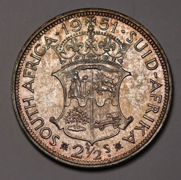 1951年南アフリカ銀貨 2.5シリング ジョージ6世 KM# 39.2プルーフ 発行枚数2000枚