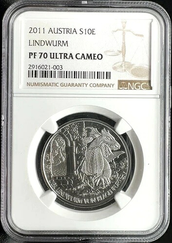 2011 オーストリア 10 ユーロ NGC PF70 ウルトラ カメオ - リンドヴルムまたはドラゴン｜WORLD RESOURCE【KING店】