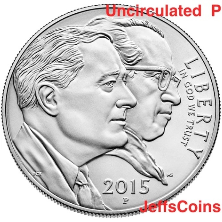 2015年 P マーチ・オブ・ダイムズ アンサール シルバー ダラー FDR ジョナス・ソーク ボックス COA 付き 米国造幣局 DM2