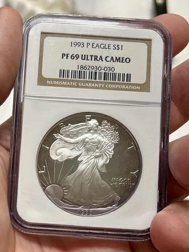 1993-P 1ドル アメリカン シルバー イーグル プルーフ コイン NGC PF69