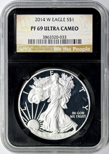 2014-W プルーフ アメリカン シルバー イーグル 1ドル NGC PF69UCAM ブラック レトロ「We The People」