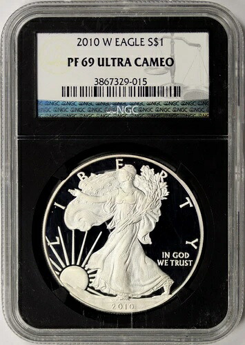 2010-W プルーフ アメリカン シルバー イーグル 1ドル NGC PF69UCAM ブラック レトロ スラブ