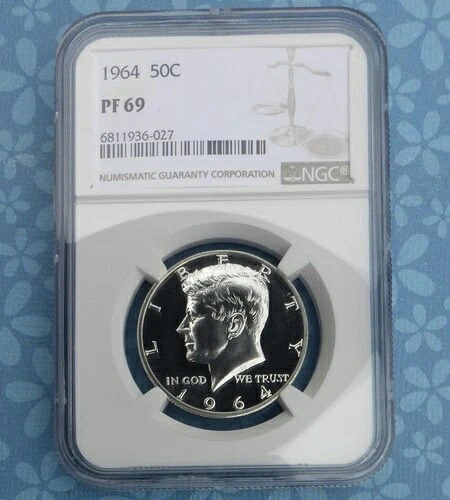 1964年 NGC PF 69 ケネディ銀貨ハーフダラー、米国プルーフ 69 銀貨 50セント、トップグレード｜WORLD RESOURCE【KING店】