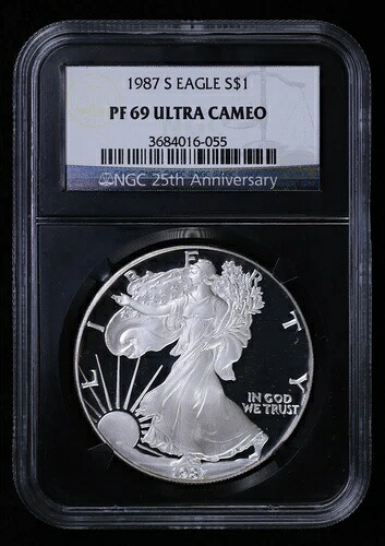 1987年 Sプルーフ シルバーイーグル NGC PF 69 ウルトラカメオ ブラックコア｜WORLD RESOURCE【KING店】