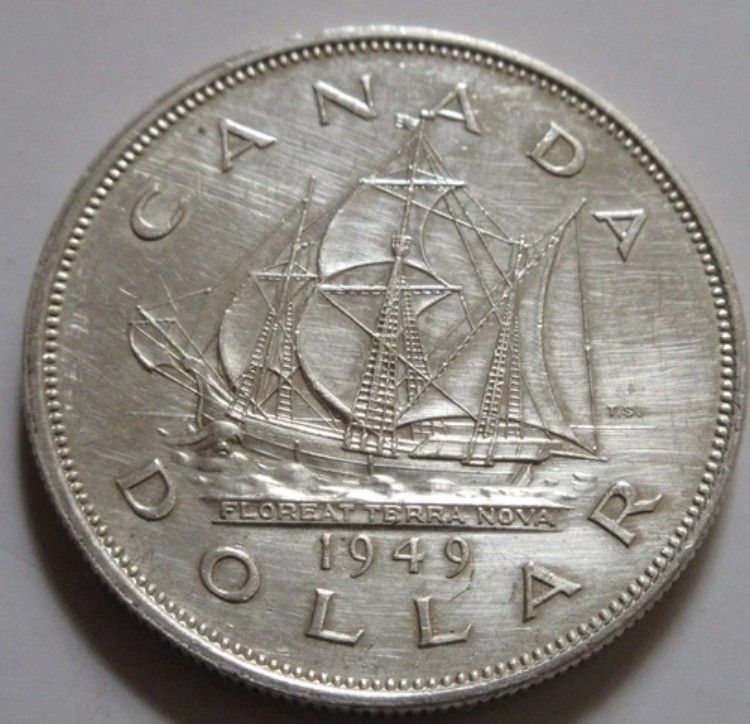 1949年カナダ1ドル銀貨。良品（IRJ220）