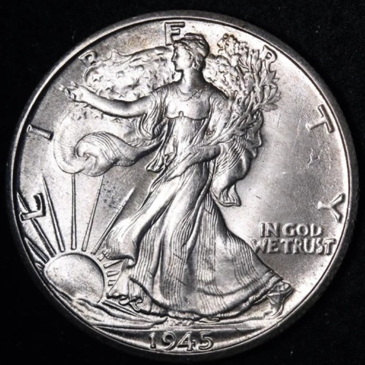 1945-D ウォーキング・リバティ・ハーフダラー GEM BU *未流通* MS E307 ZHK