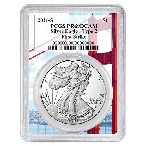 2021-S プルーフ $1 タイプ2 アメリカンシルバーイーグル PCGS PR69DCAM FS ゴールデンゲートフレーム
