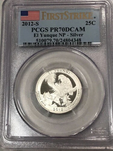 2012-S ファーストストライク エル・ユンケ NP シルバークォーター PCGS PR70DCAM 証明書番号 24804348