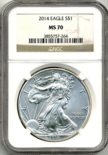2014年 1ドル 米銀イーグル 1オンス コイン - 極上宝石 未流通、NGC MS 70