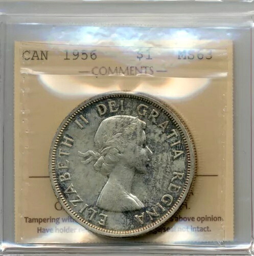 1956年カナダ銀貨 - チョイスアンサーキュレート、ICCS MS 63、美しい外観