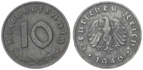 アリア 職業 10 フェニヒ 1946 G J.375 亜鉛 レア マルケ ダトリエ 129857-｜WORLD RESOURCE【KING店】
