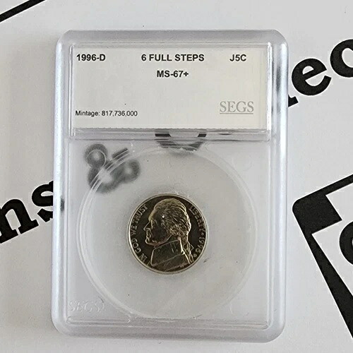 1996 D 6 FS GEM++ BU 6 フルステップ ジェファーソン ニッケル - 希少な 6 フルステップ SEGS｜WORLD RESOURCE【KING店】