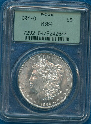 1904 O PCGS MS64 モルガン銀貨 $1 US 1904-O 希少 OGH カラー付き Gen 2.2
