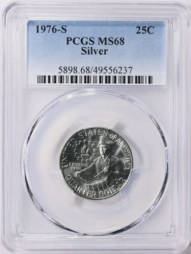1976年 S ワシントン シルバー クォーター 25セント PCGS MS68 希少 200周年記念 未使用
