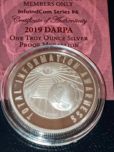 2019 1オンス シルバー プルーフ DARPA - InfoIndCom 非常に希少 - 低 COA - シルバーシールド｜WORLD RESOURCE【KING店】