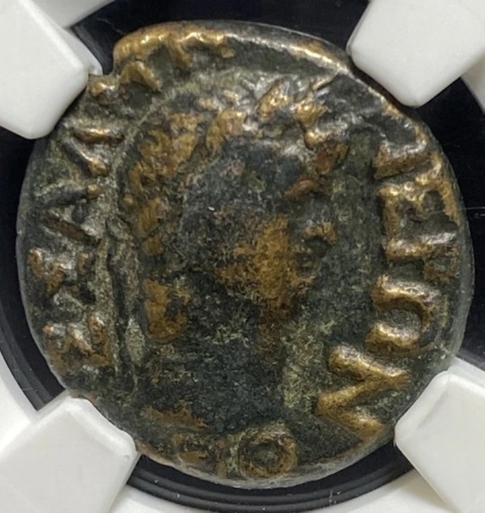 ネロ54-68年ローマ帝国AE23ブロンズコインクラウディウス・カエサル、グレートカラー、NGC F|WORLD RESOURCE【KING店】