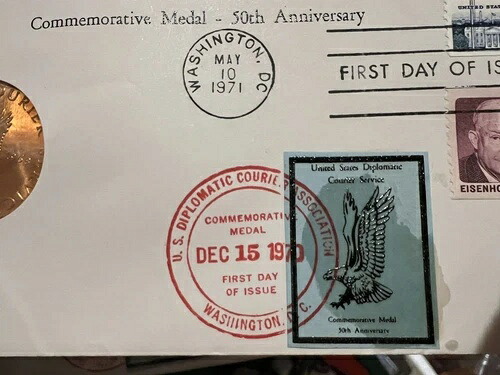 ブロンズコイン 米国外交官50周年記念クーリエサービスコイン＆カシェ