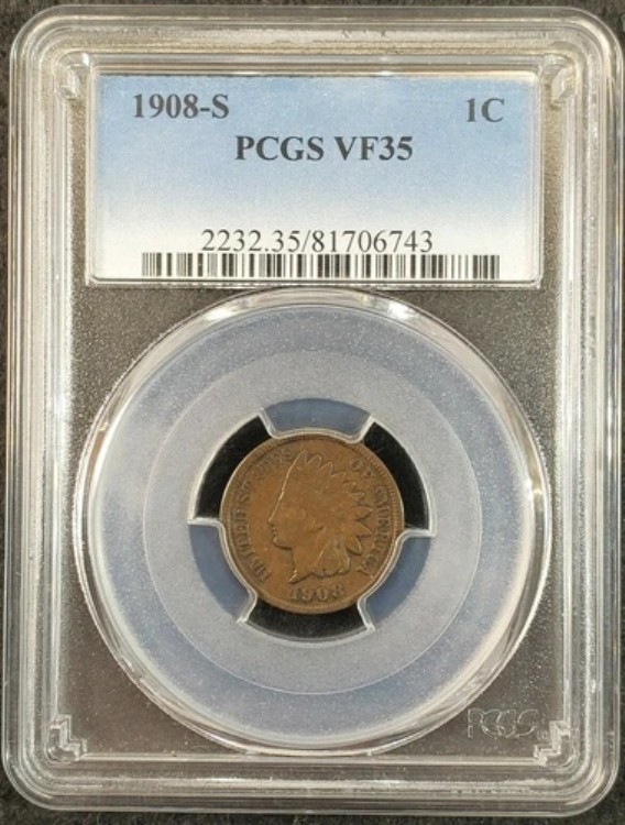 1908-S インディアンヘッド セント PCGS VF35 2232.35/81706743 希少コイン｜WORLD RESOURCE【KING店】