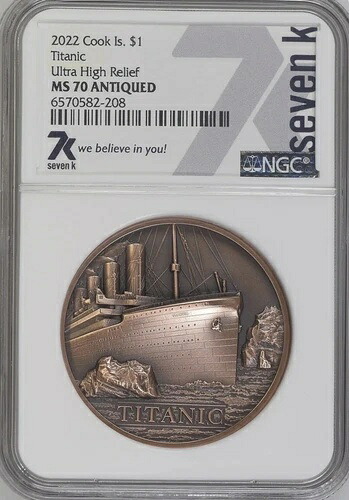 7k Metals タイタニック銅貨 2022 NGC MS70 アンティーク クック諸島造幣局 5000!