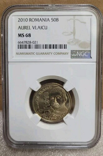 ルーマニア セカンド トップ ポップ NGC 50 BANI 2010 コイン UNC ルーマニア MS68 オーレル VLAICU レア-