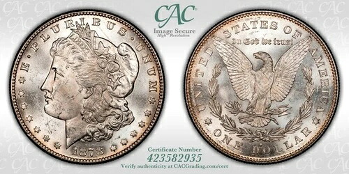 1878-S モーガン ダラー CACG MS-63 CAC - 軽くて魅力的な色調!｜WORLD RESOURCE【KING店】