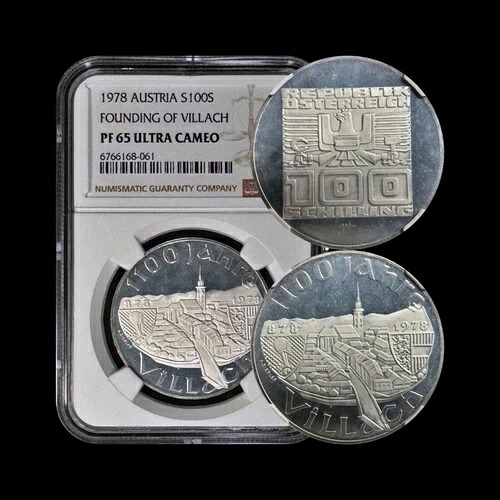 オーストリア。1978年、100シリング、銀貨 - NGC PF65 - フィラッハ