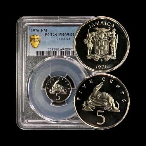ジャマイカ 1976年 5セント - PCGS PR69 - トップポップ ?? アメリカンクロコダイル、パイナップル｜WORLD RESOURCE【KING店】