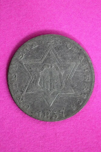 高級1857年トリム3 3セント銀貨 希少セミキーデイトコイン 132