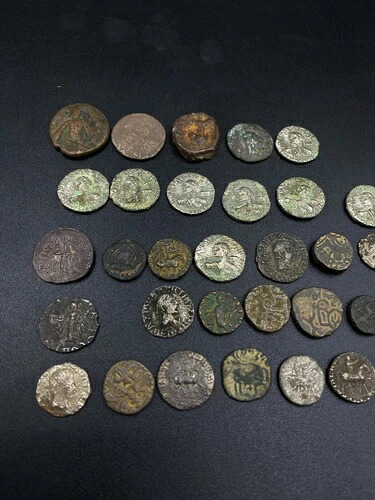 コインロット、古いアンティーク、古代インド、ギリシャ、ヒンドゥー教のシャーヒ銀貨、青銅貨｜WORLD RESOURCE【KING店】