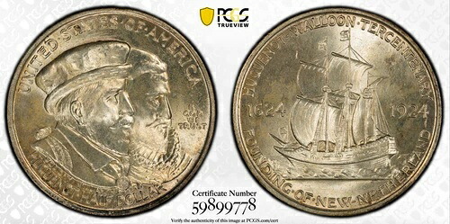 1924年 PCGS MS67 ユグノー記念ハーフドル｜WORLD RESOURCE【KING店】