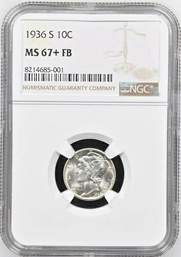 1936年 S マーキュリーダイム NGC MS67+ FB｜WORLD RESOURCE【KING店】
