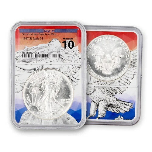 1987年 シルバー アメリカンイーグル -S ミント - $1 NGC X 10 - LOW POP - プライベートラベル｜WORLD RESOURCE【KING店】