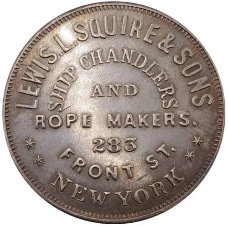 （1850年代）ニューヨーク NY 833f（SSR-8）LLスクワイア＆サンズ船舶商品商人トークン｜WORLD RESOURCE【KING店】