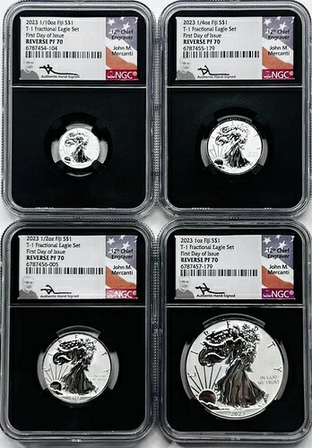 2023 T-1 シルバーイーグル 4枚セット NGC リバース PF70 初日発行 ~ジョン・マーカンティ｜WORLD RESOURCE【KING店】