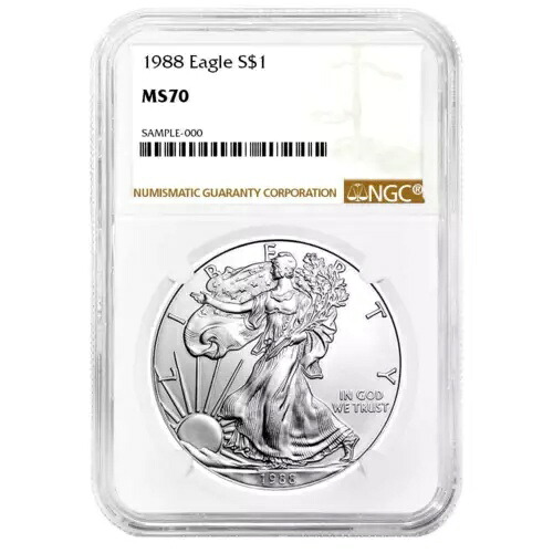 1988年 1ドル 1オンス アメリカンシルバーイーグル NGC MS70 ブラウンラベル｜WORLD RESOURCE【KING店】