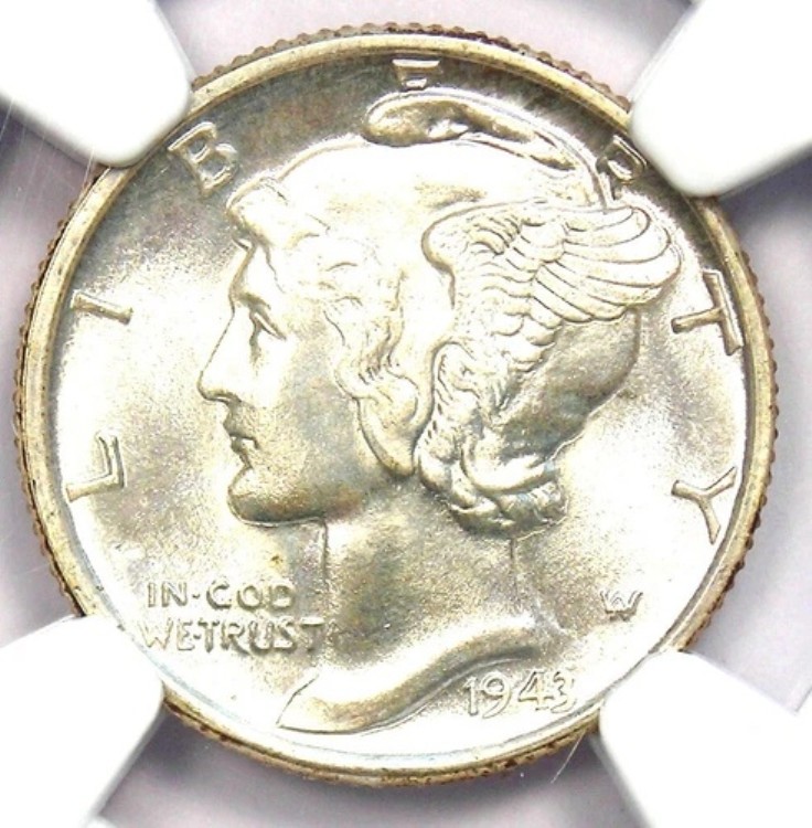 1943-D マーキュリー ダイム 10C コイン - NGC MS68 FB 認定 - 価値 1,450 ドル!｜WORLD RESOURCE【KING店】 962,500円