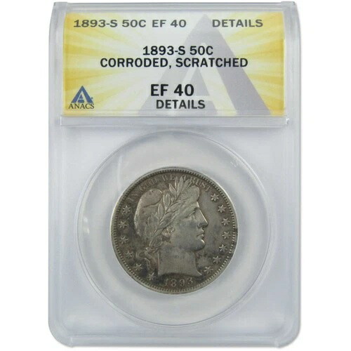 1893年 S バーバー ハーフダラー EF 40 詳細 ANACS シルバー 50セント SKU:IPC6253｜WORLD RESOURCE【KING店】