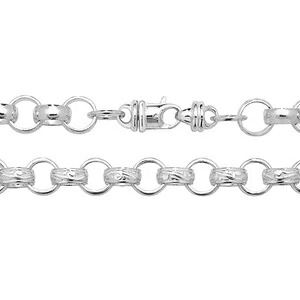 スターリングシルバー 11mm パターンオーバルキャストベルチャーチェーンネックレス