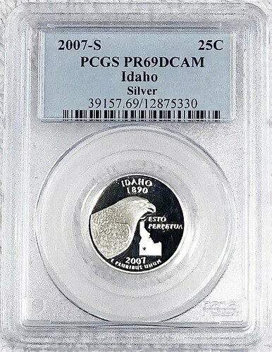 シルバー アイダホ クォータープルーフ ステート 2007 pr69dcam pcgs グレード 25c｜WORLD RESOURCE【KING店】 965,800円