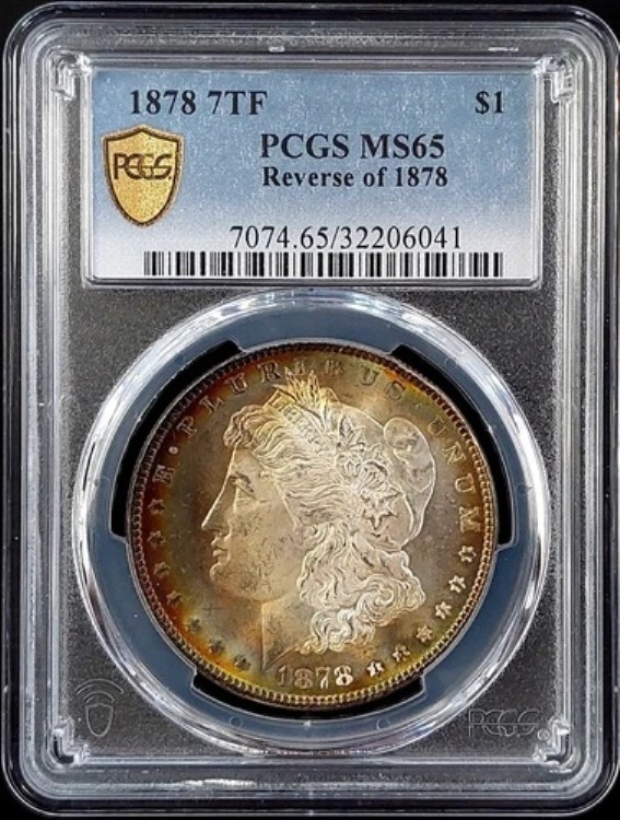 1878年 7TF モルガン・ダラー、裏面は1878年製、PCGS認定 MS 65！カラフル！｜WORLD RESOURCE【KING店】 965,800円
