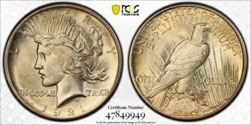 1921年高浮き彫り平和ドル、PCGS MS63｜WORLD RESOURCE【KING店】