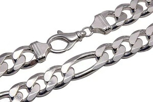 925スターリングシルバー フィガロリンクチェーン 17mm メンズ レディース ネックレス 16インチ～36インチ