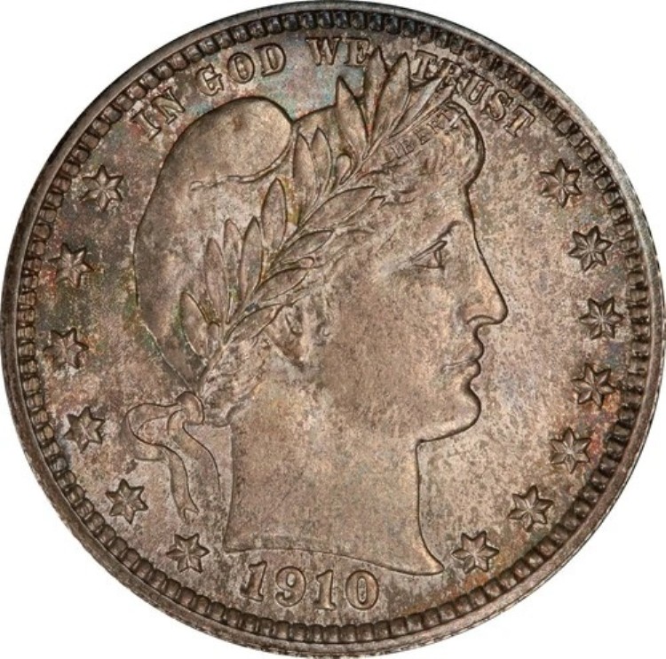 1910年 MS65 バーバークォーター、PCGS 32469584