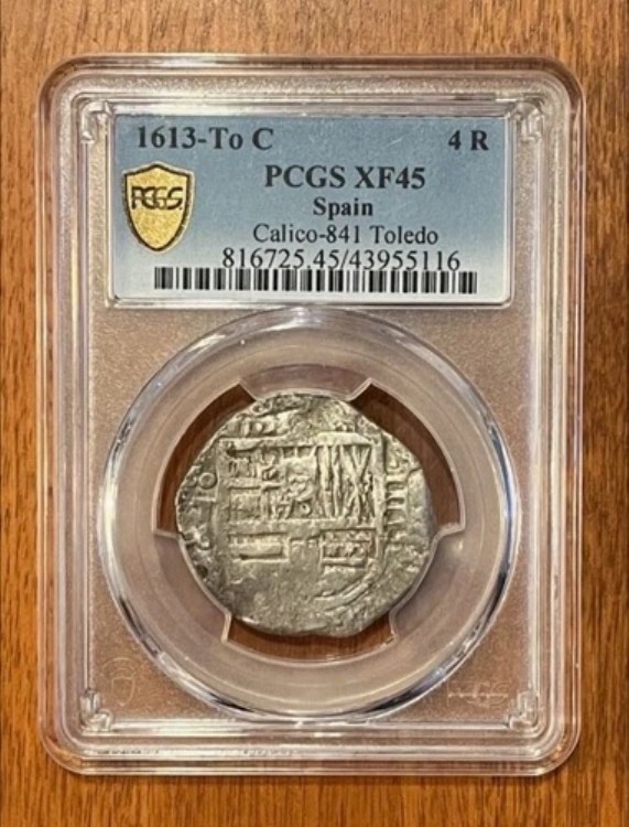 スペイン 4レアル 1613年「日付入り」トレド造幣局 PCGS 45 海賊銀貨｜WORLD RESOURCE【KING店】