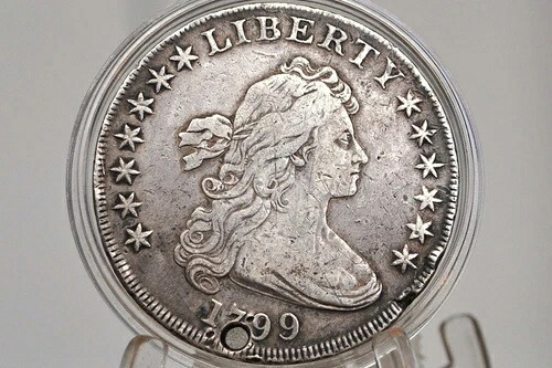 1799年 ドレープバストドル - VFディテール、穴あき - 1799年 米国銀貨 - 米国ドル